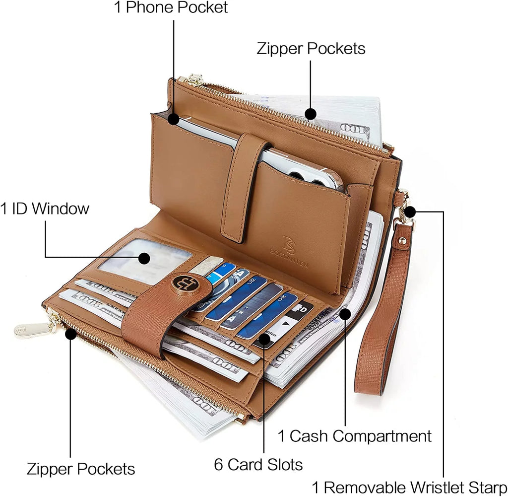 Large Capacity Leather Credit Cards Holder Phone Clutch E392