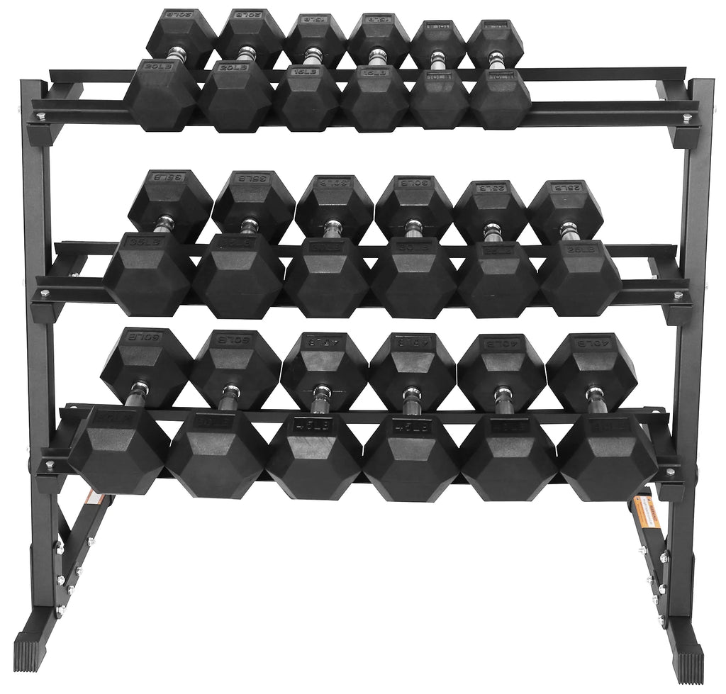 100LB Rubber Coated Hex Dumbbell Weight Set with Rack U30379