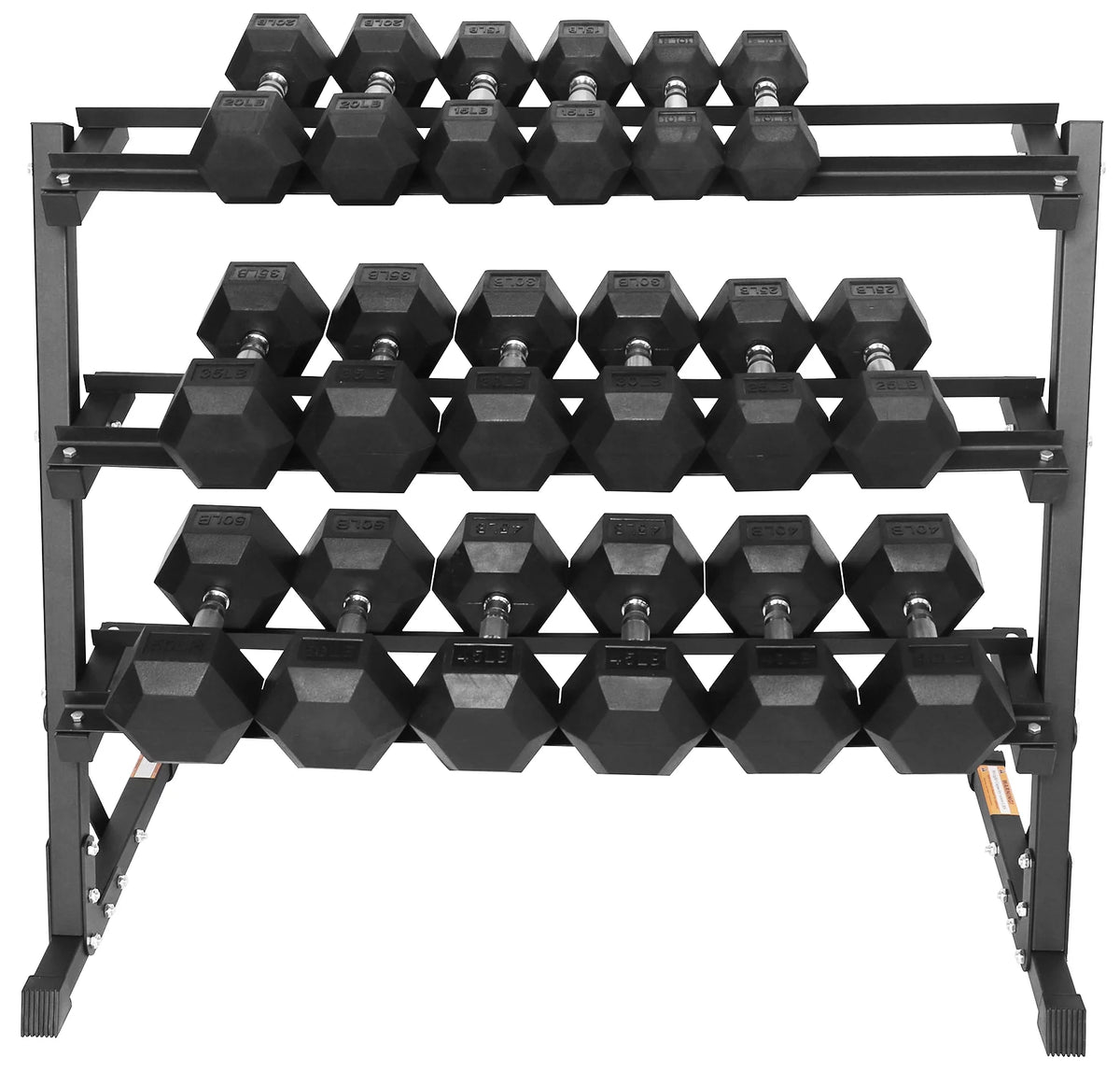100LB Rubber Coated Hex Dumbbell Weight Set with Rack U30379
