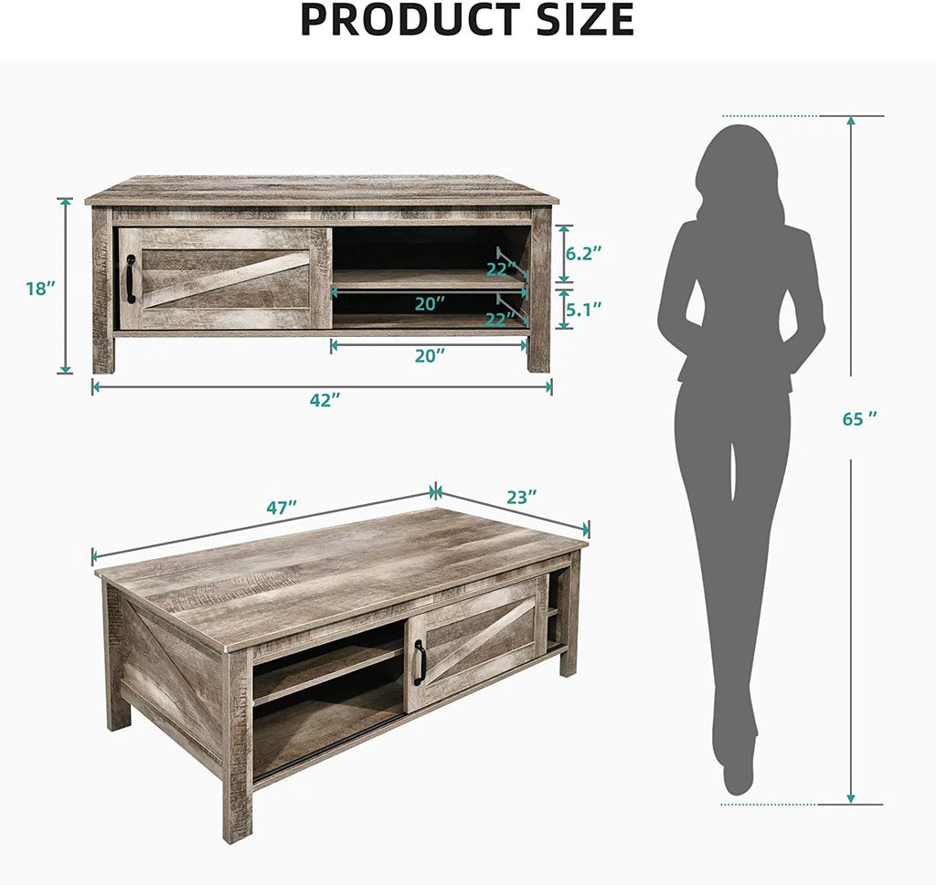 Gray Wood Coffee Table with Storage K1287