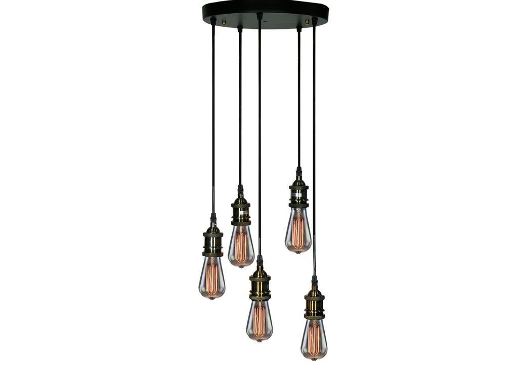 5-light Adjustable Cord Edison Lamp with Bulbs E16287
