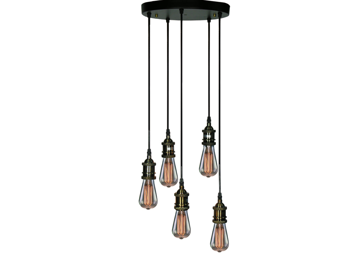 5-light Adjustable Cord Edison Lamp with Bulbs E16287
