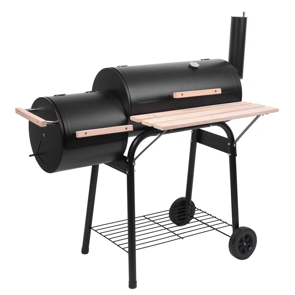 Charcoal Grill Portable BBQ Grill and Offset Smoker Steel BBQ Pit B172