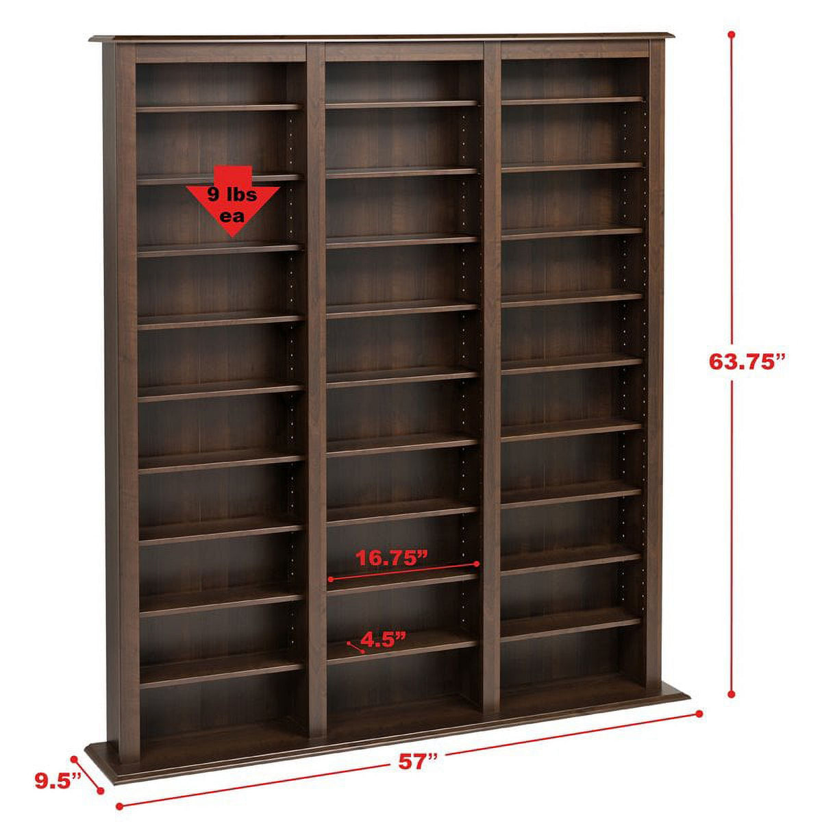Triple Media Storage Rack in Espresso Z937194