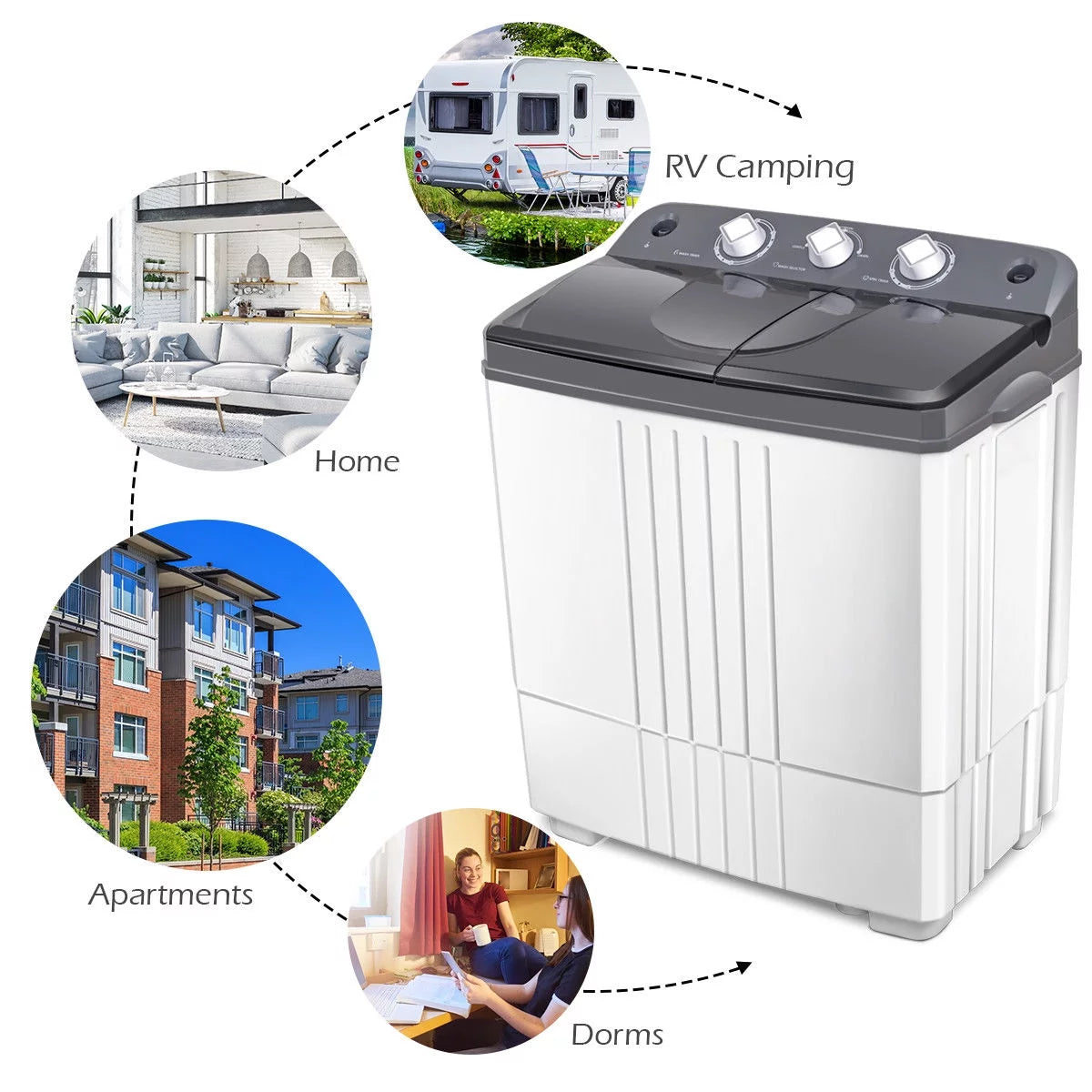 Portable Mini Compact Twin Tub Washing Machine T27328