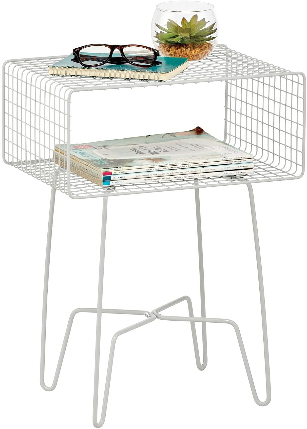 Industrial Side Table with Storage Shelf A8170