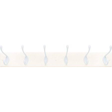 Classic Hook Rack 27 Inches White 6 Hooks (Case of 4) U169