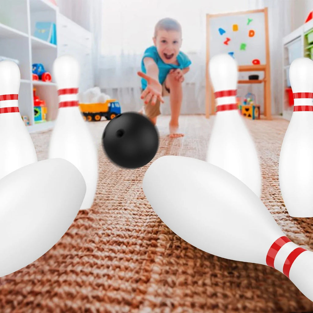 12 Pcs Kids Bowling Set with 10 White Pins and 2 Balls B973779