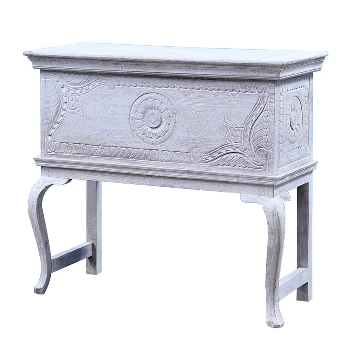 Reclaimed Wood Hand Carved Console Table U199