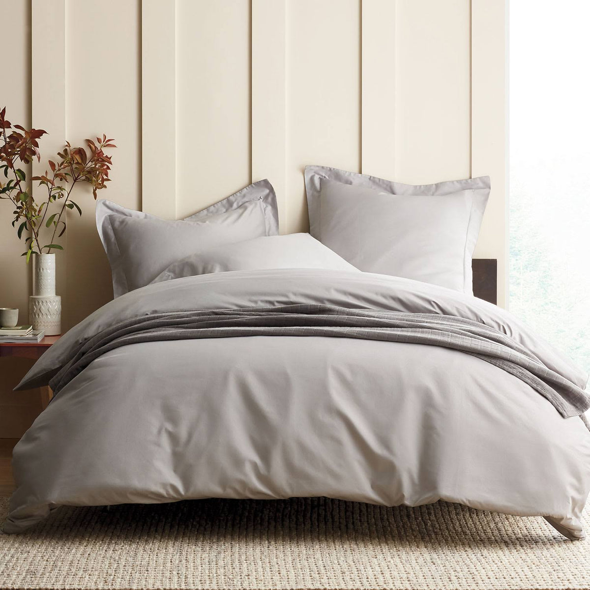 Supima Cotton Sateen Fitted Sheet, Sterling Gray, California King T22652