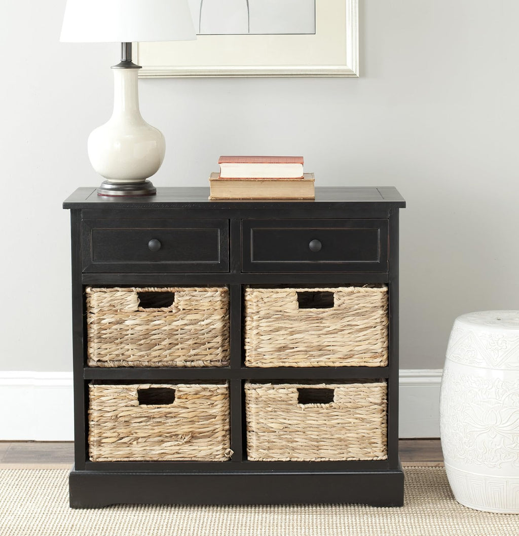 Whitewash Wicker Basket Storage Unit F80461