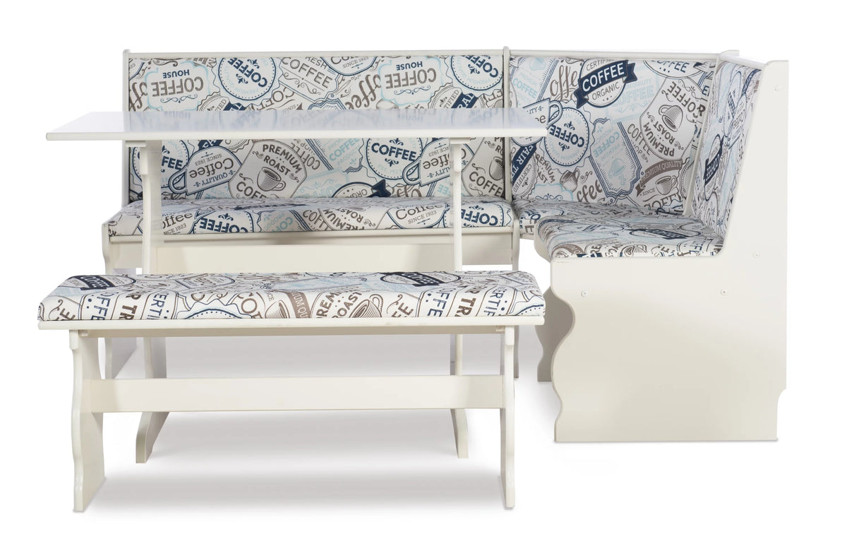 White Dining Nook with Table and Bench X598