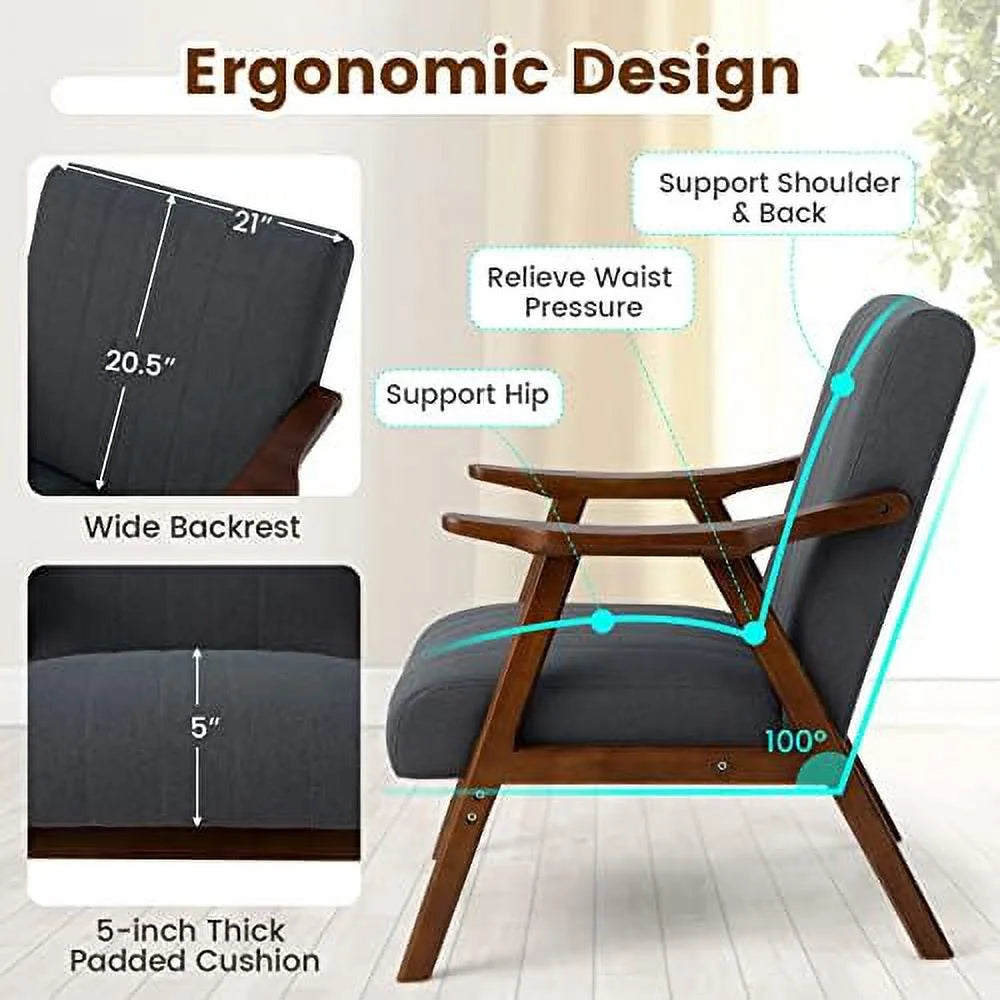 Mid-Century Modern Upholstered Accent Chair with Arms H579853