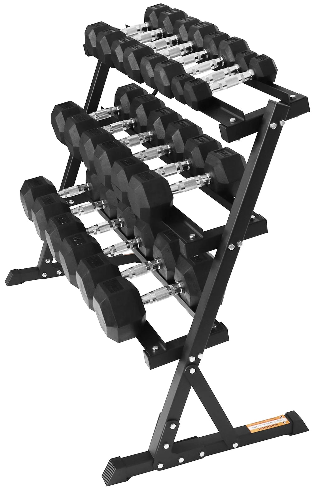 100LB Rubber Coated Hex Dumbbell Weight Set with Rack U30379