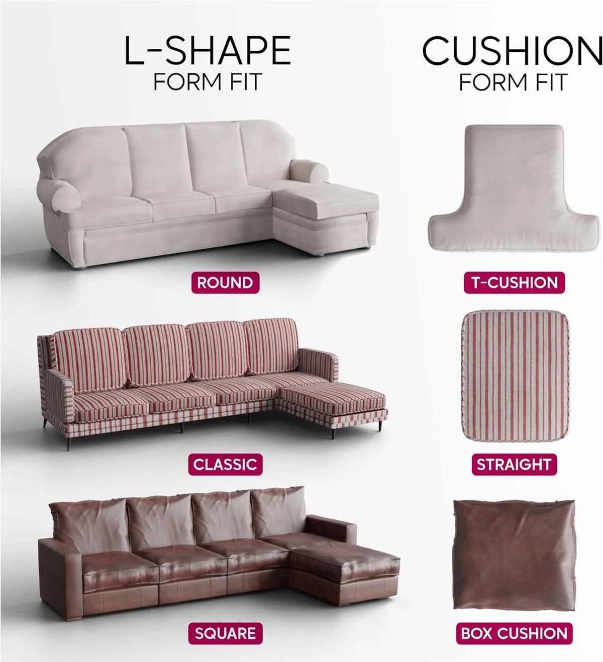 Dark Grey 1-Piece Sectional Sofa Slipcover G10064