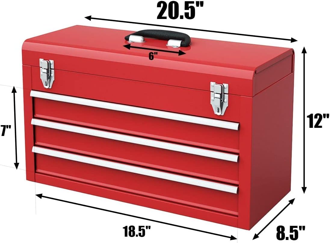 Red 20.5'' Steel Tool Box with 3 Drawers A348742