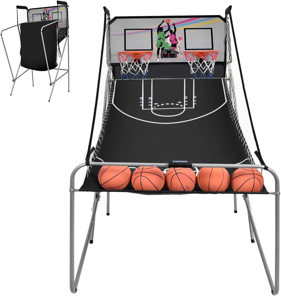 Foldable Basketball Arcade Game with LED Scoring System F586