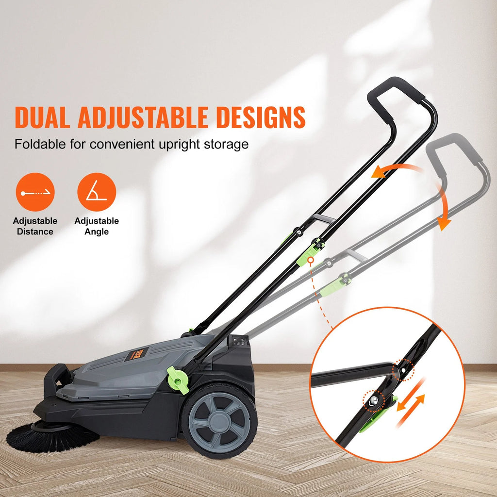 25.6" Manual Walk-behind Floor Sweeper with 5-Gallon Waste Container G6072