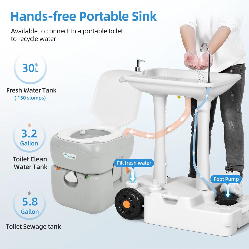 Portable Sink and 5.8 Gallon Toilet Combo D930354