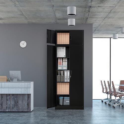 Black Lockable Steel Storage Cabinet with 2 Drawers O995