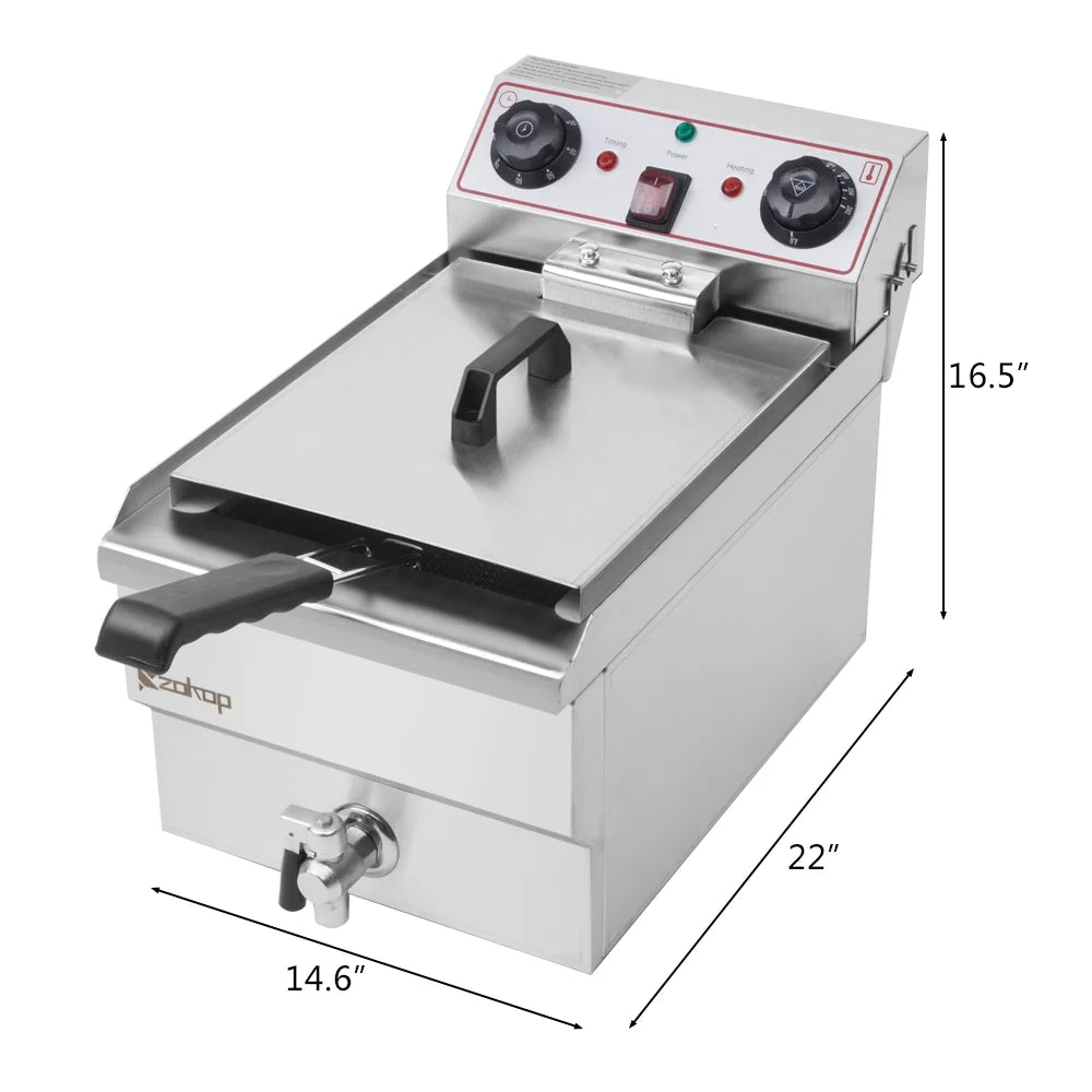 8.5QT Stainless Steel Single Tank Deep Fryer 1700W A89045