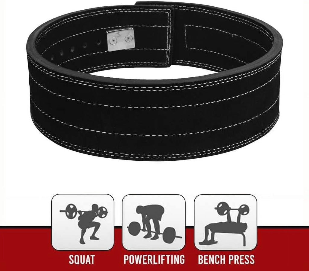 Genuine Leather 4-Inch-Wide Black Powerlifting Belt H48021