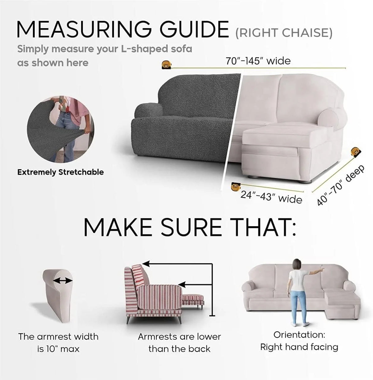 Dark Grey 1-Piece Sectional Sofa Slipcover G10064