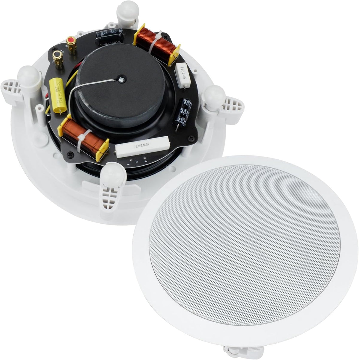 Dual 6-Inch in-Wall/in-Ceiling 2-Way Stereo Sound Speaker with 1" Silk Dome Tweeter and Crossover Network, Pack of 2 V294598
