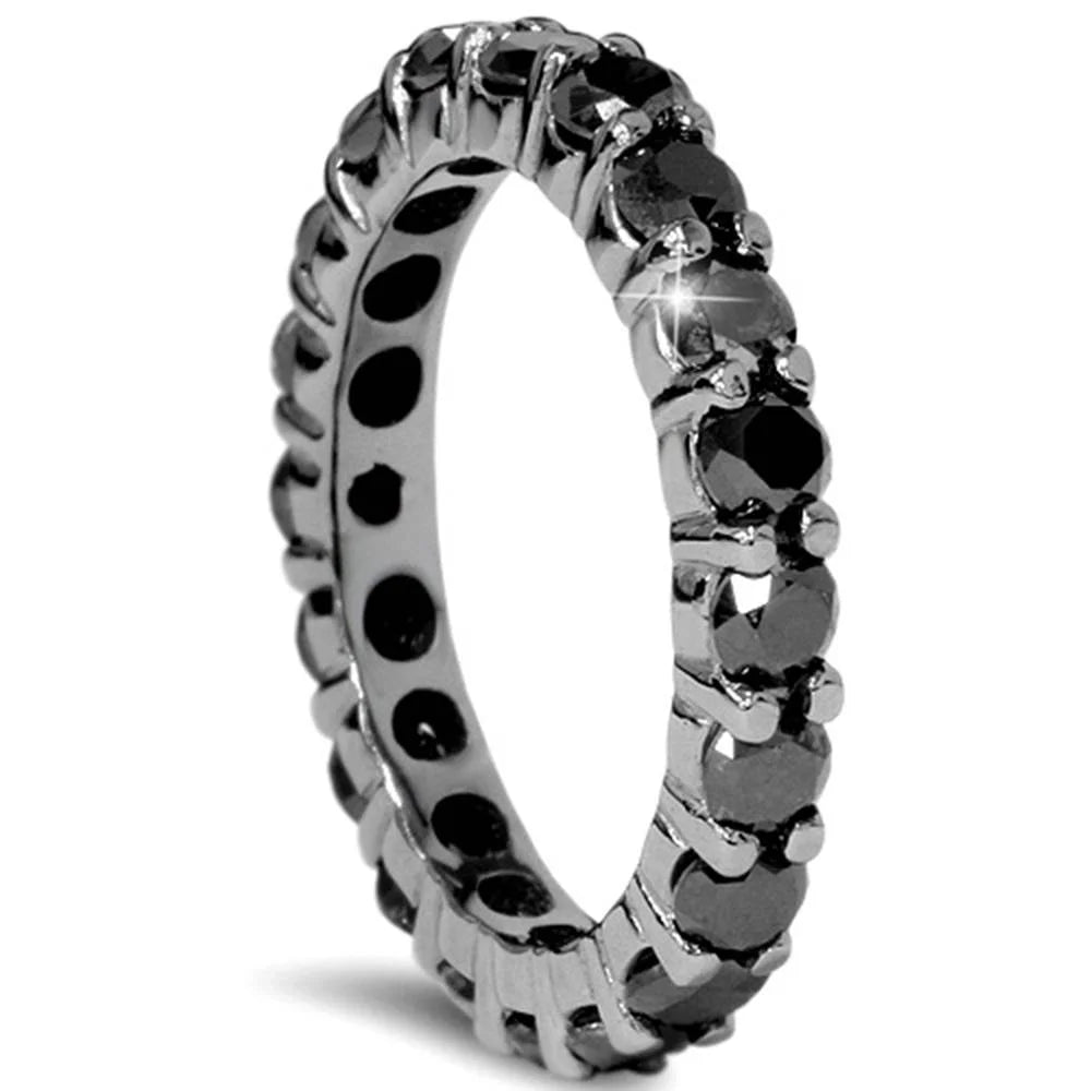 2 CT Black Diamond Eternity Ring 10K Black Gold M144
