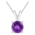 3/4 Carat Round Amethyst 10K White Gold Solitaire Pendant Necklace P300