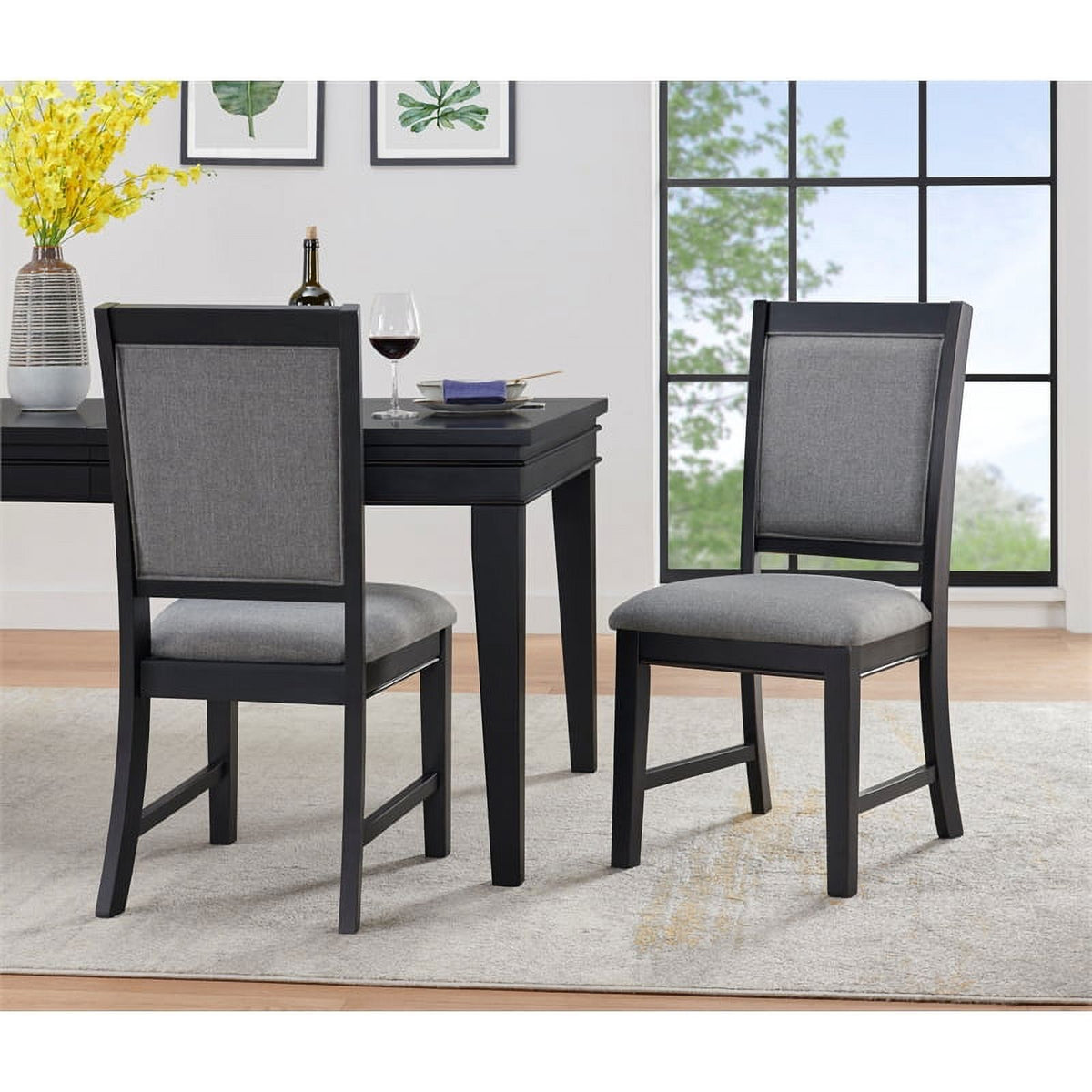 Black and Grey Linen Dining Room Chair (Set of 2) R246061