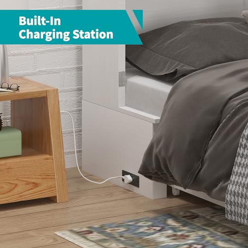Queen Size Dark Grey Murphy Bed with USB Charging Station M2227
