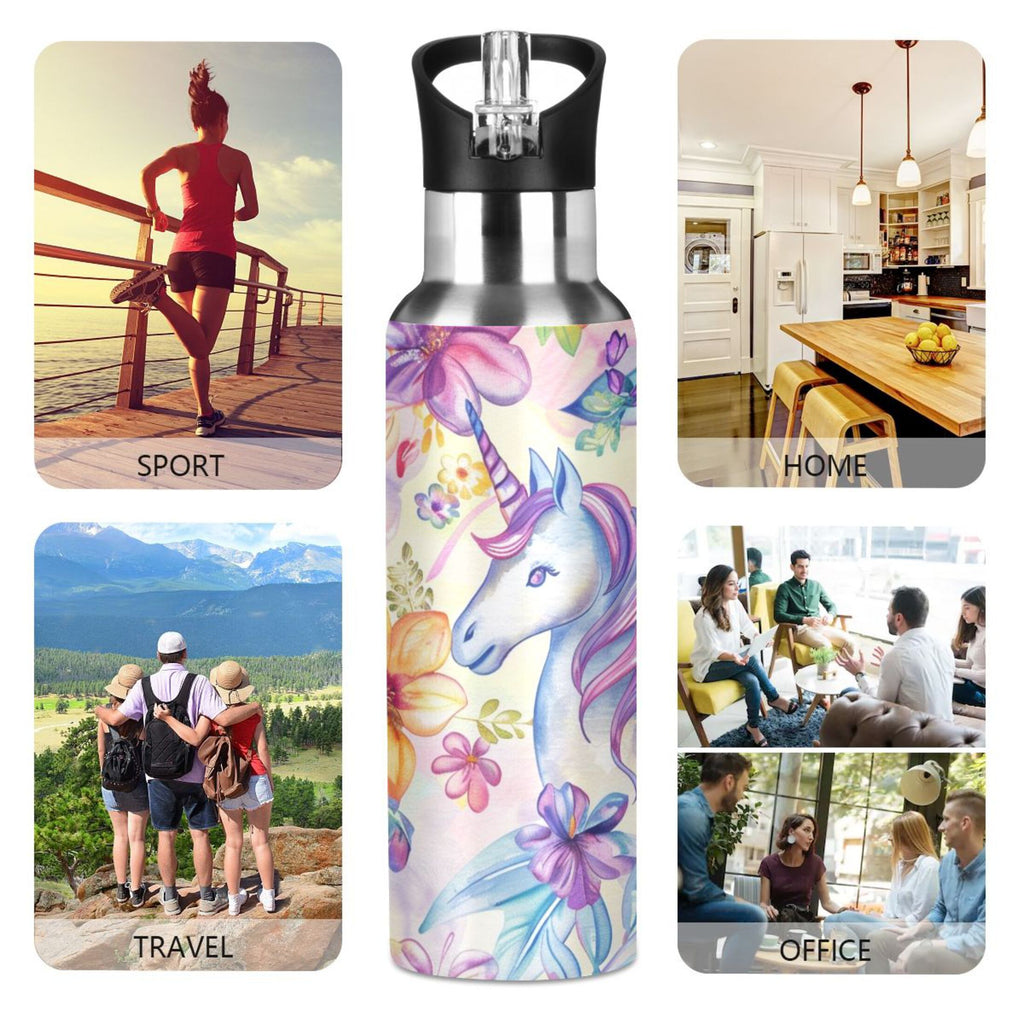Insulated Stainless Steel Water Bottle with Straw Lid, 20 oz A558243