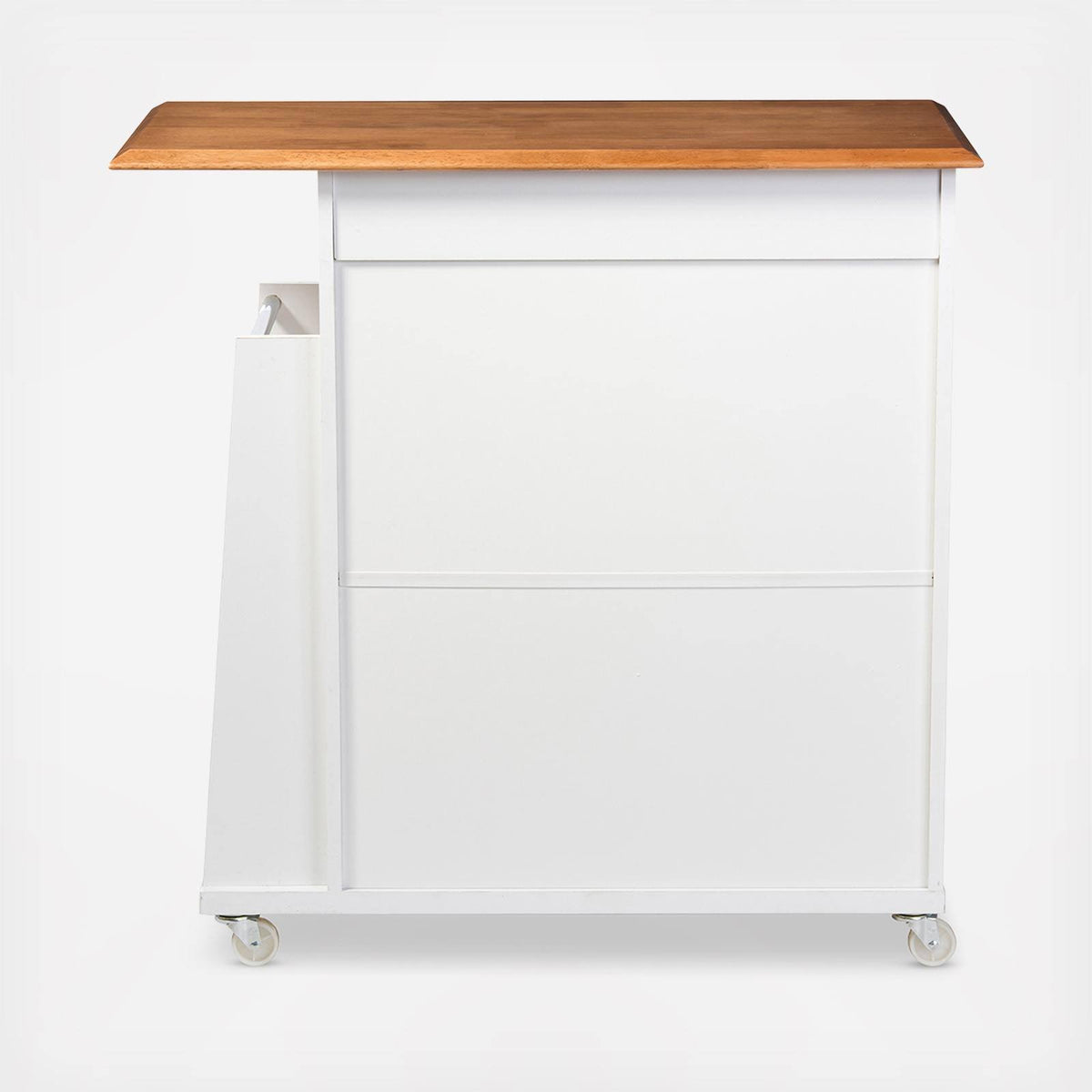 Two-Tone White and Dark Brown Lacquered Wood Kitchen Cart Cabinet Q1452