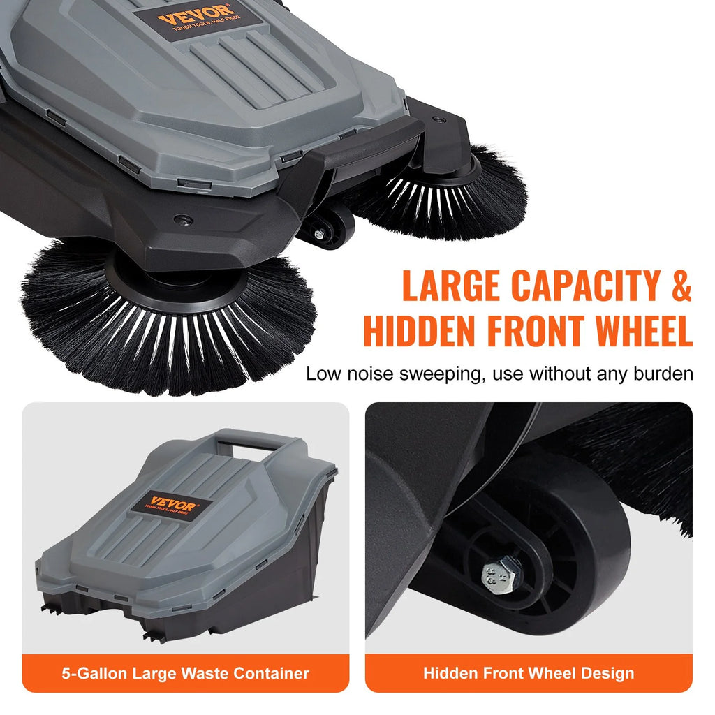 25.6" Manual Walk-behind Floor Sweeper with 5-Gallon Waste Container G6072