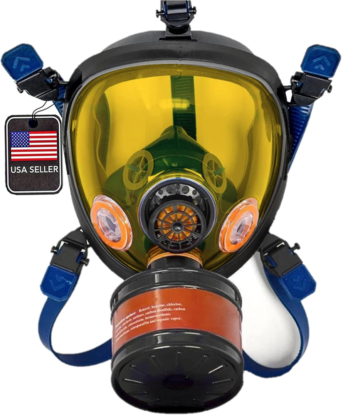 Full Face Respirator with 40mm Gas Filter Canister F7545