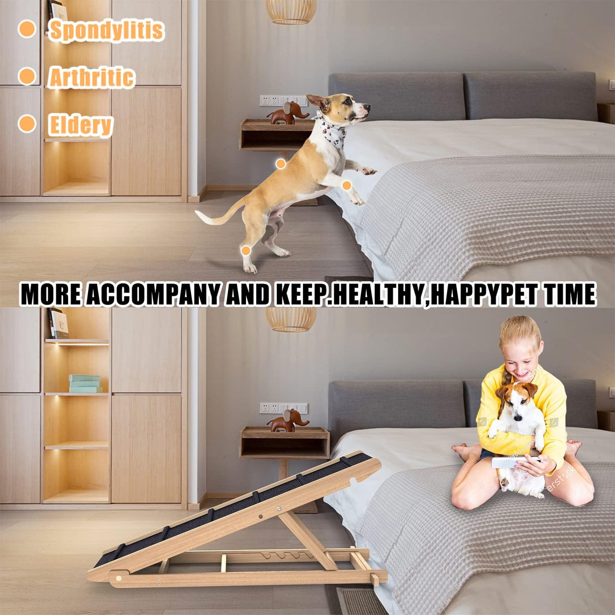 Adjustable Folding Pet Ramp with Non Slip Mat, 40" Long K82987