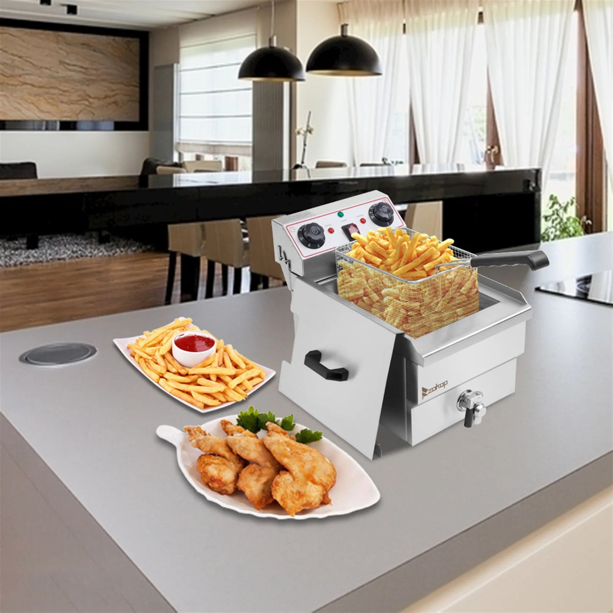 8.5QT Stainless Steel Single Tank Deep Fryer 1700W A89045