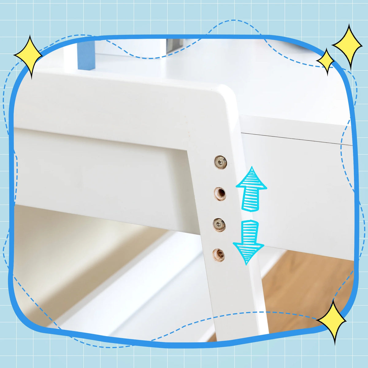 White Wooden Kids Desk and Chair Set with Drawers K69922