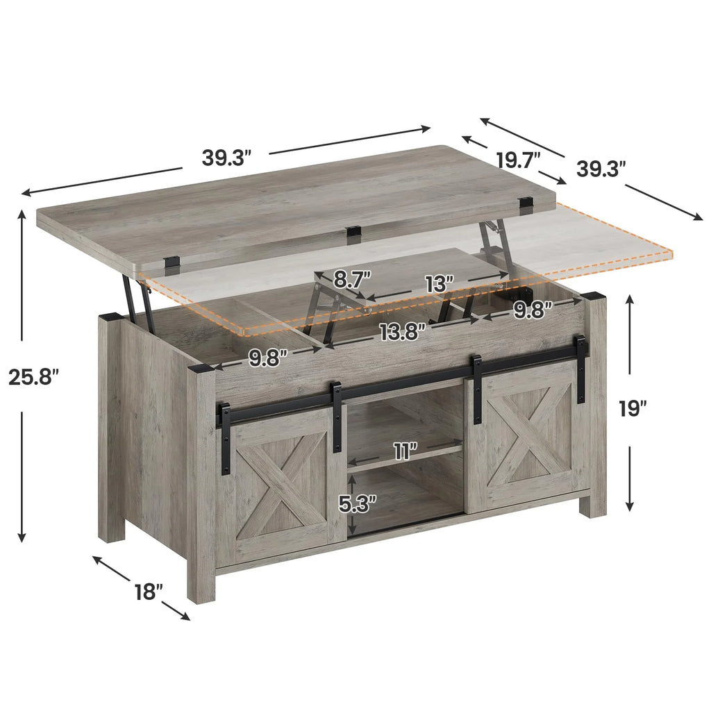 Gray Lift Top Coffee Table with Storage C305