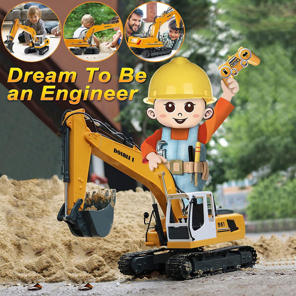 Remote Control Excavator Toy 17 Channel 3 in 1 RC Construction Vehicle with Working Lights U7255