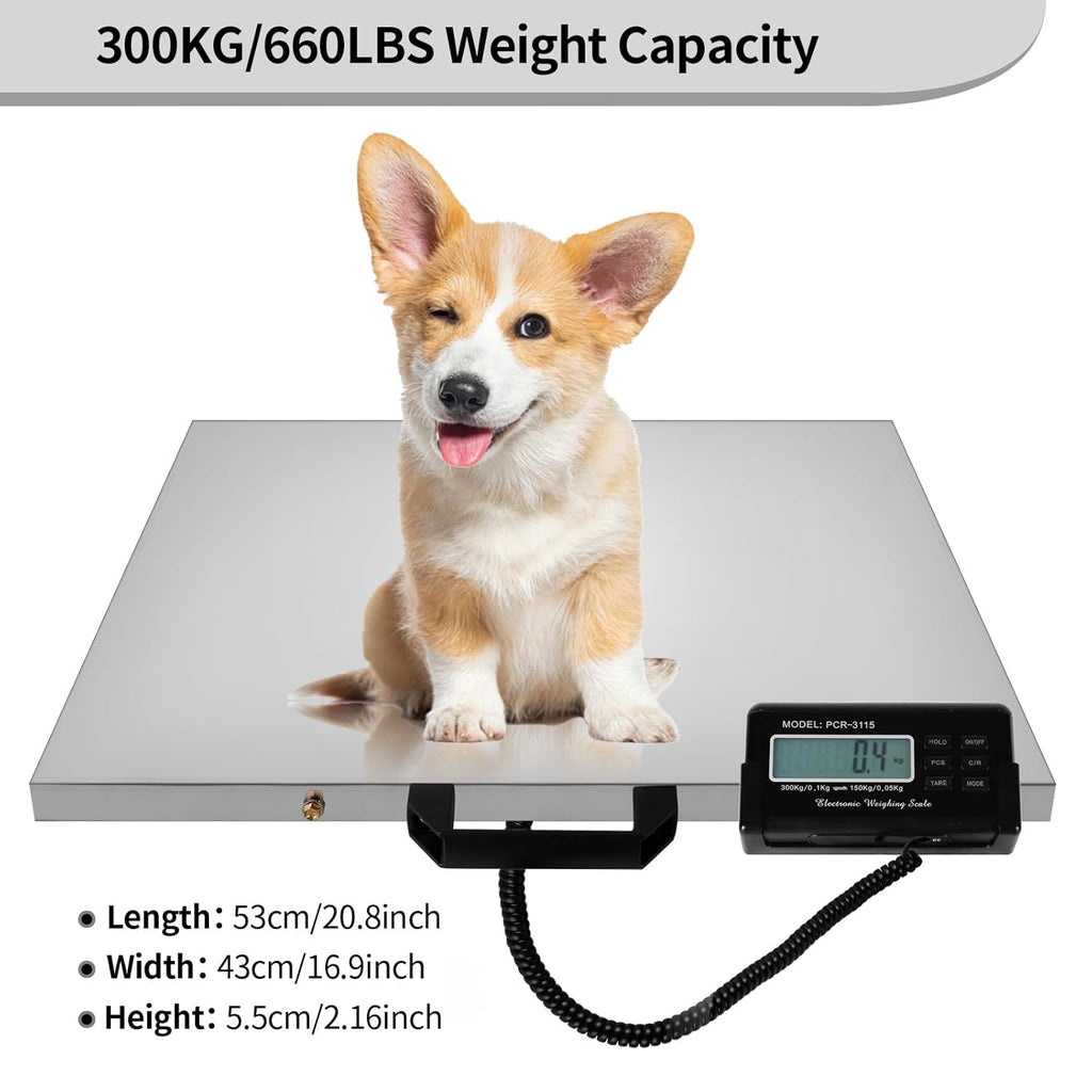 660Lbs x 0.2Lbs 21'' x 17'' Stainless Steel Platform Animal Scale R100938