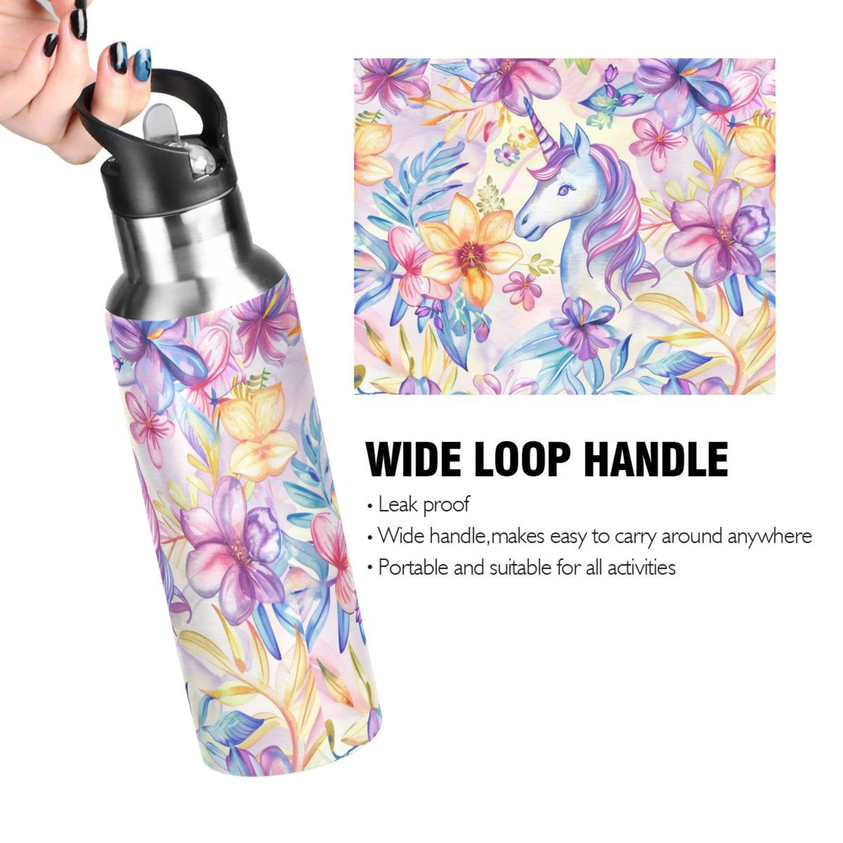 Insulated Stainless Steel Water Bottle with Straw Lid, 20 oz A558243