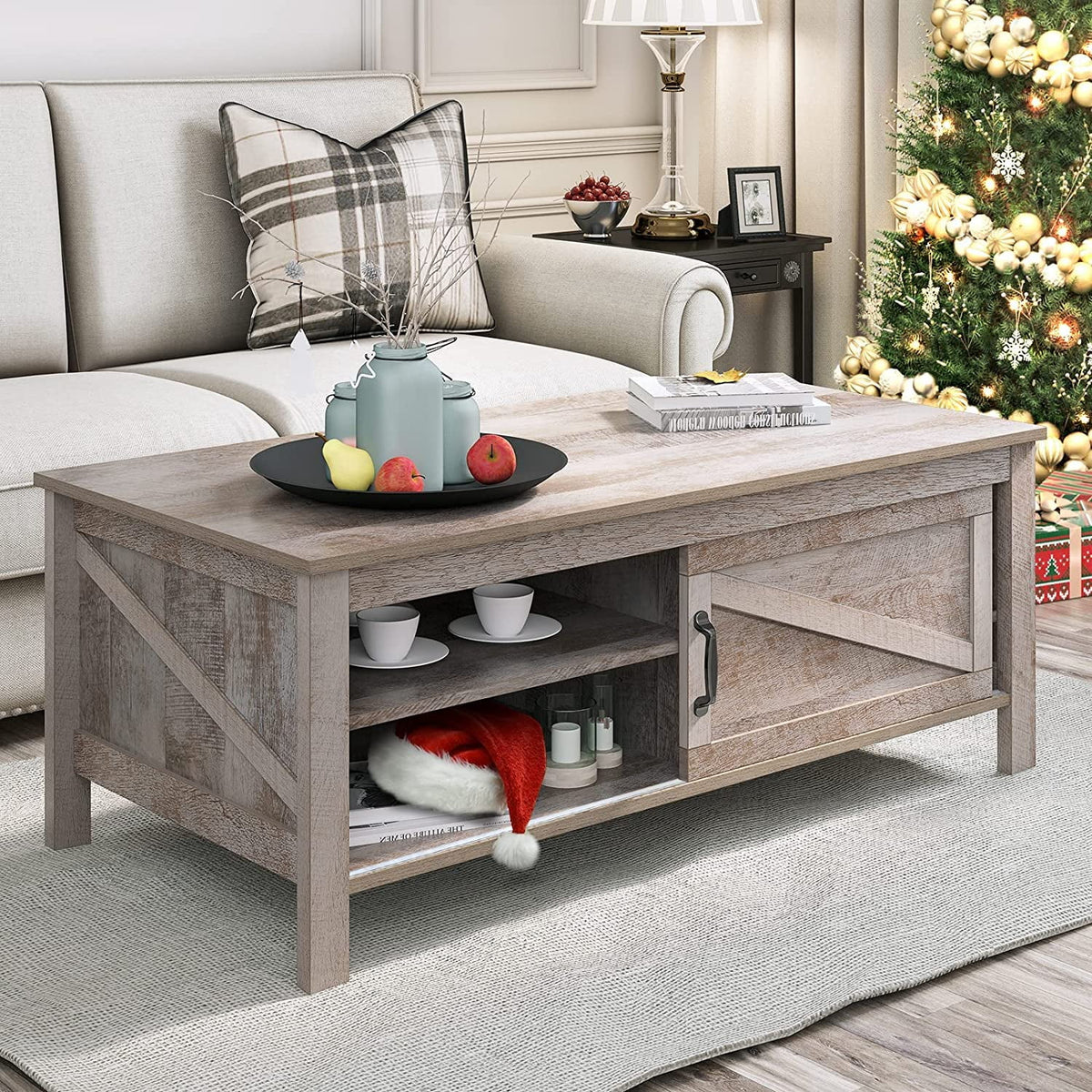Gray Wood Coffee Table with Storage K1287