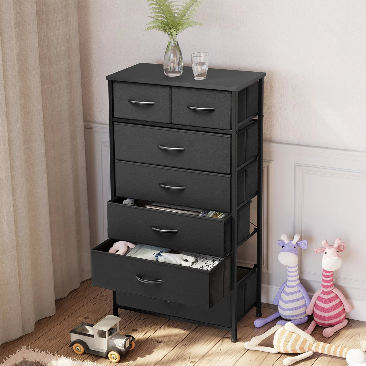 Black 7 Drawer Wood Dresser X757099