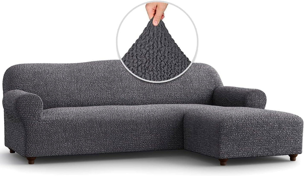 Dark Grey 1-Piece Sectional Sofa Slipcover G10064