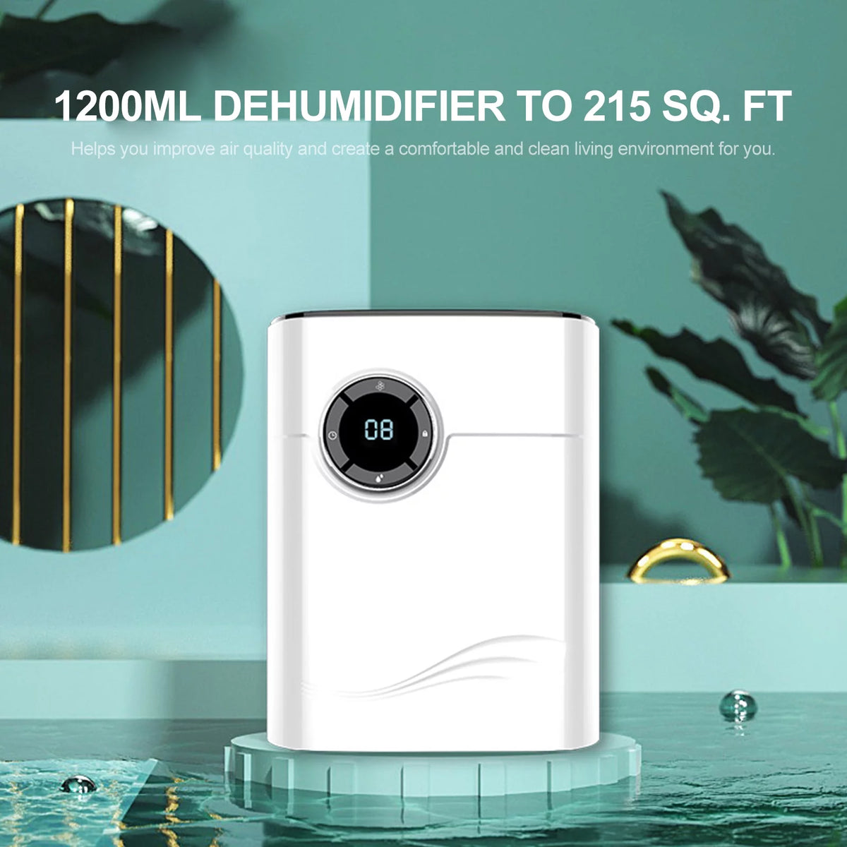 1200mL Portable Small Dehumidifier with Auto-off Protection J21274
