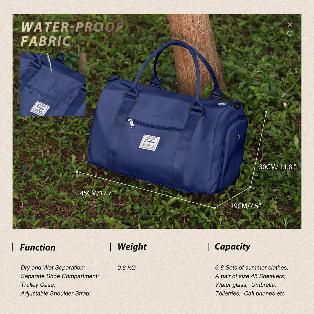 Waterproof Travel Duffel Bag with Shoes Compartment and Wet Pocket A479
