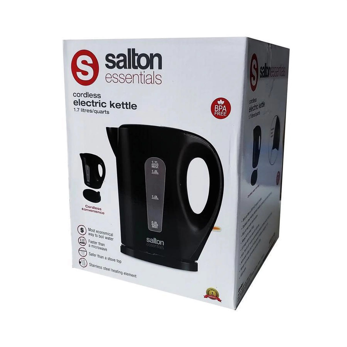 Cordless Electric Kettle, 1.7 Liter, Black W285088