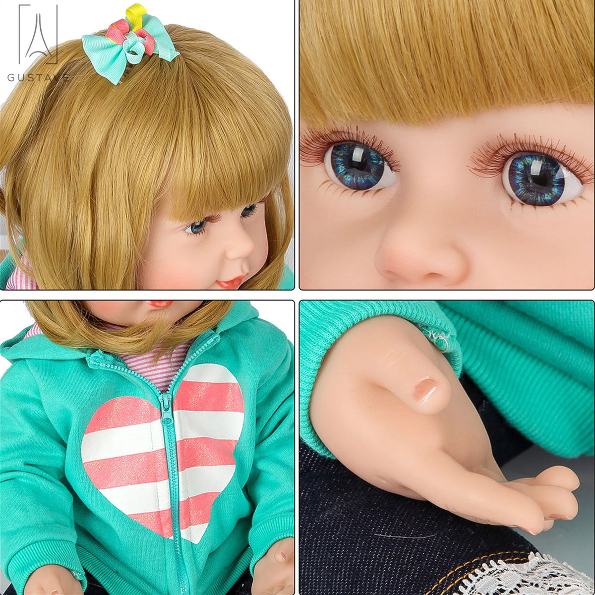 24 Inch Blond Hair Silicone Vinyl Baby Doll Y75580